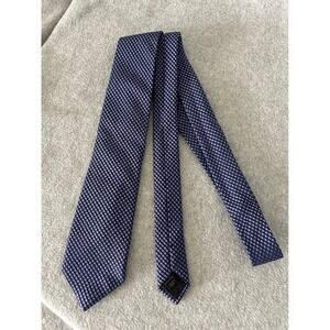 Jos A Bank Reserve Silk Cotton Navy Blue Purple Geometric Micro Check Necktie